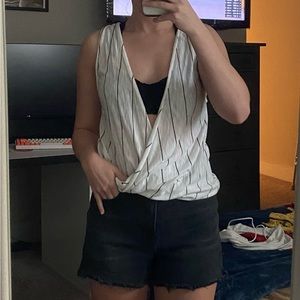 Asymmetrical Striped Going Out Top, Open Front, Tank Top